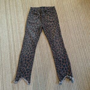 Heartless jeans animal print skinny jeans with raw hem jeans